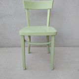 Old bistro chair green curved wood