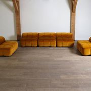 Cini Boeri for Arflex Modular Strips Sofa in Ocre velvet, Italy 1968