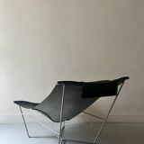 Semana design armchair in black leather and steel by D.Weeks, limited edition 1980