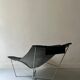 Design armchair Semana in black leather and steel by D. Weeks, limited edition 1980.
