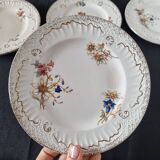 Lot de 9 assiettes anciennes en porcelaine de Sarreguemines, XIXe siècle, s
