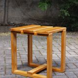 Vintage solid wood stool, modernist design 1970s