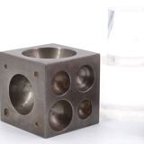 Paperweight, cast iron cube, 70s