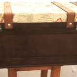 Vintage wooden trunk decorating old card