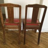 Set of 2 vintage red wooden chairs