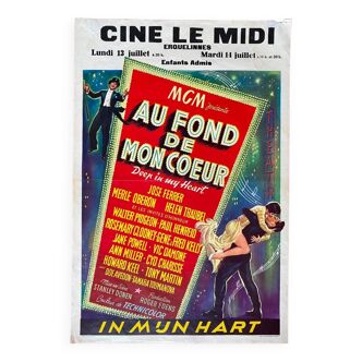 Affiche cinéma originale "Au fond de mon coeur" Stanley Donen 37x55cm 1954