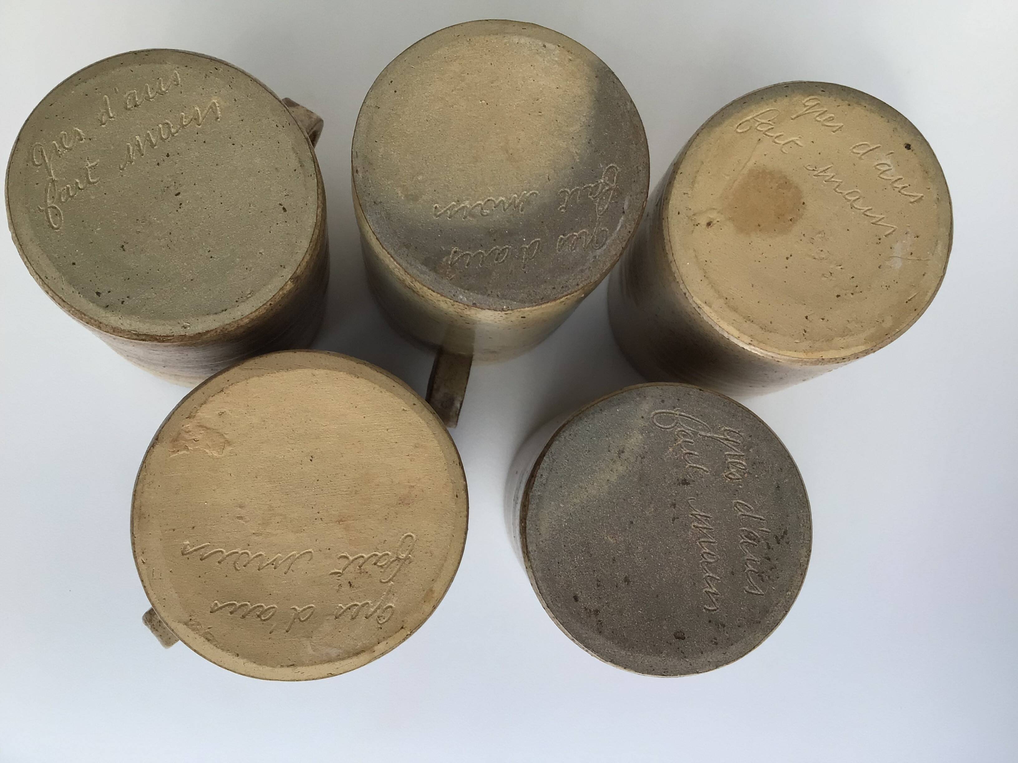 5 Handmade Aus stoneware mugs