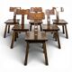 6 brutalist chairs in solid elm