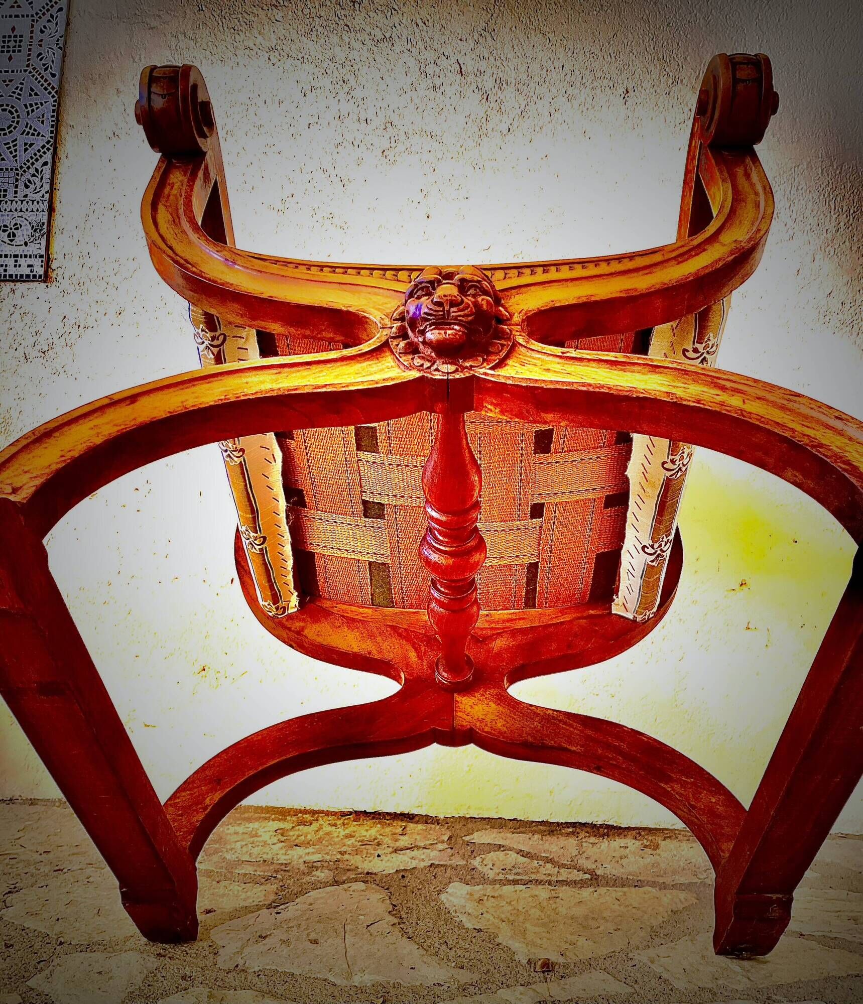 French Empire mahogany office chair with carved detail in the shape of