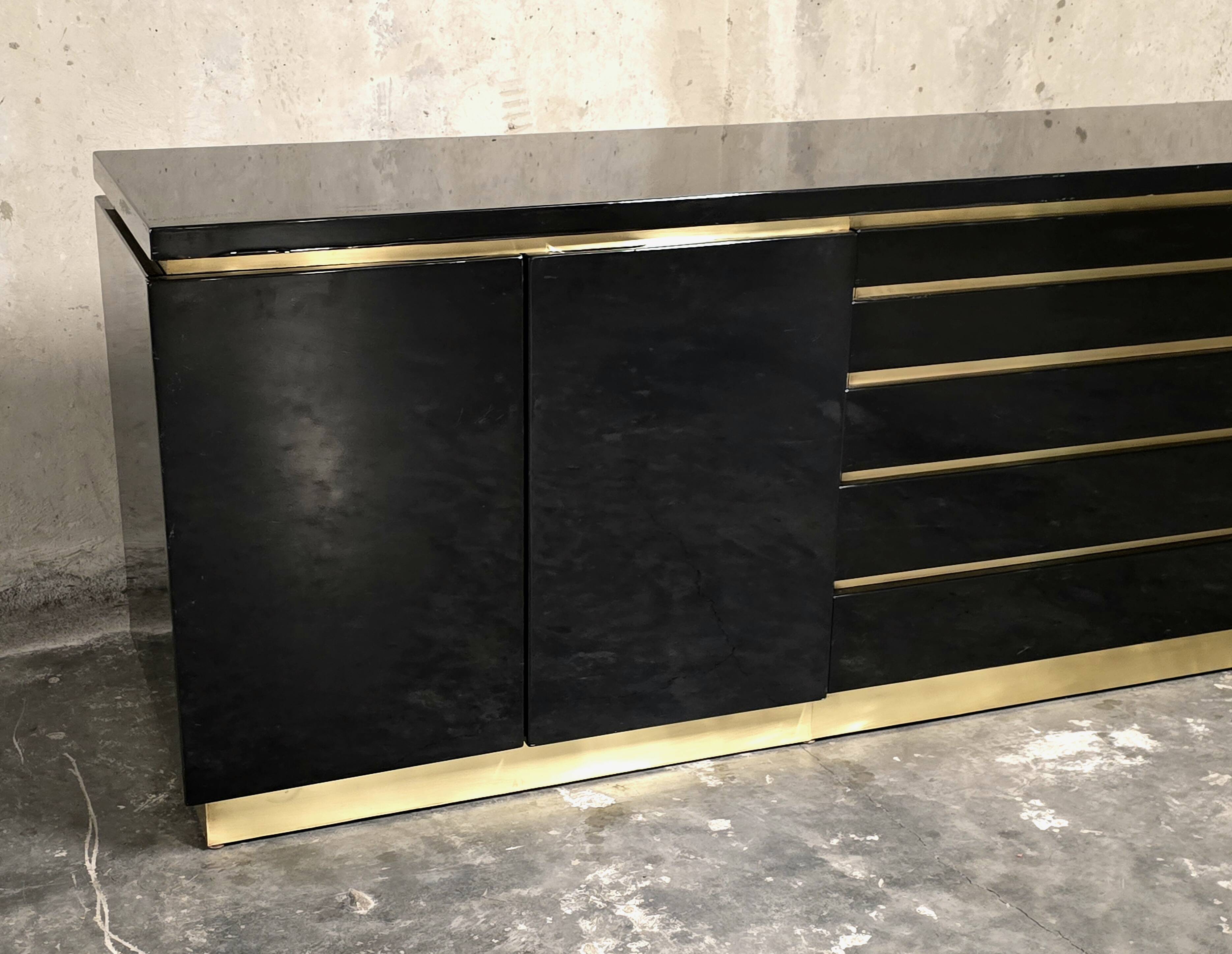 Jean-Claude Mahey for Maison Romeo Paris — Sideboard in black lacquer and milk.