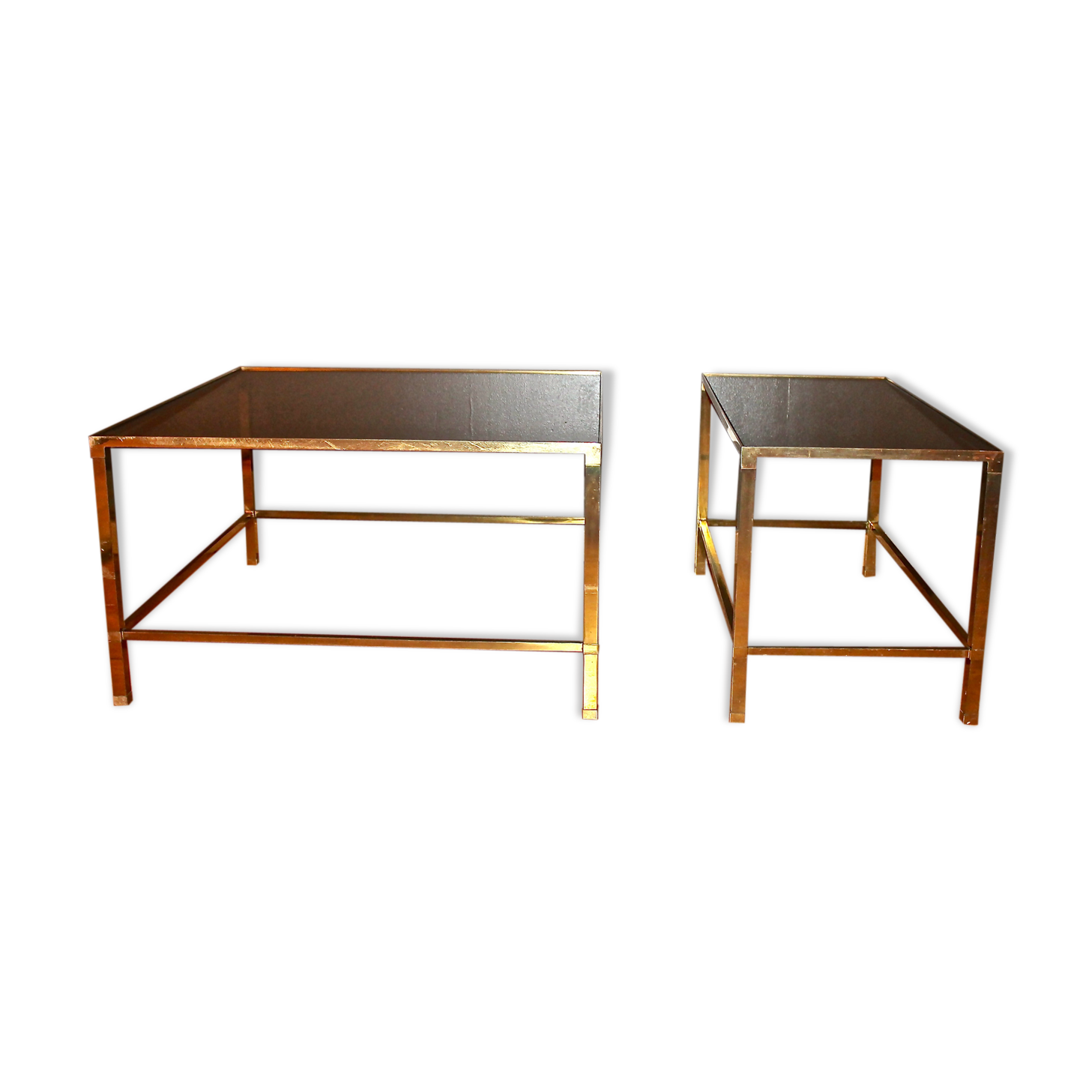 Set of 2 tables 60s/70s vintage brass
