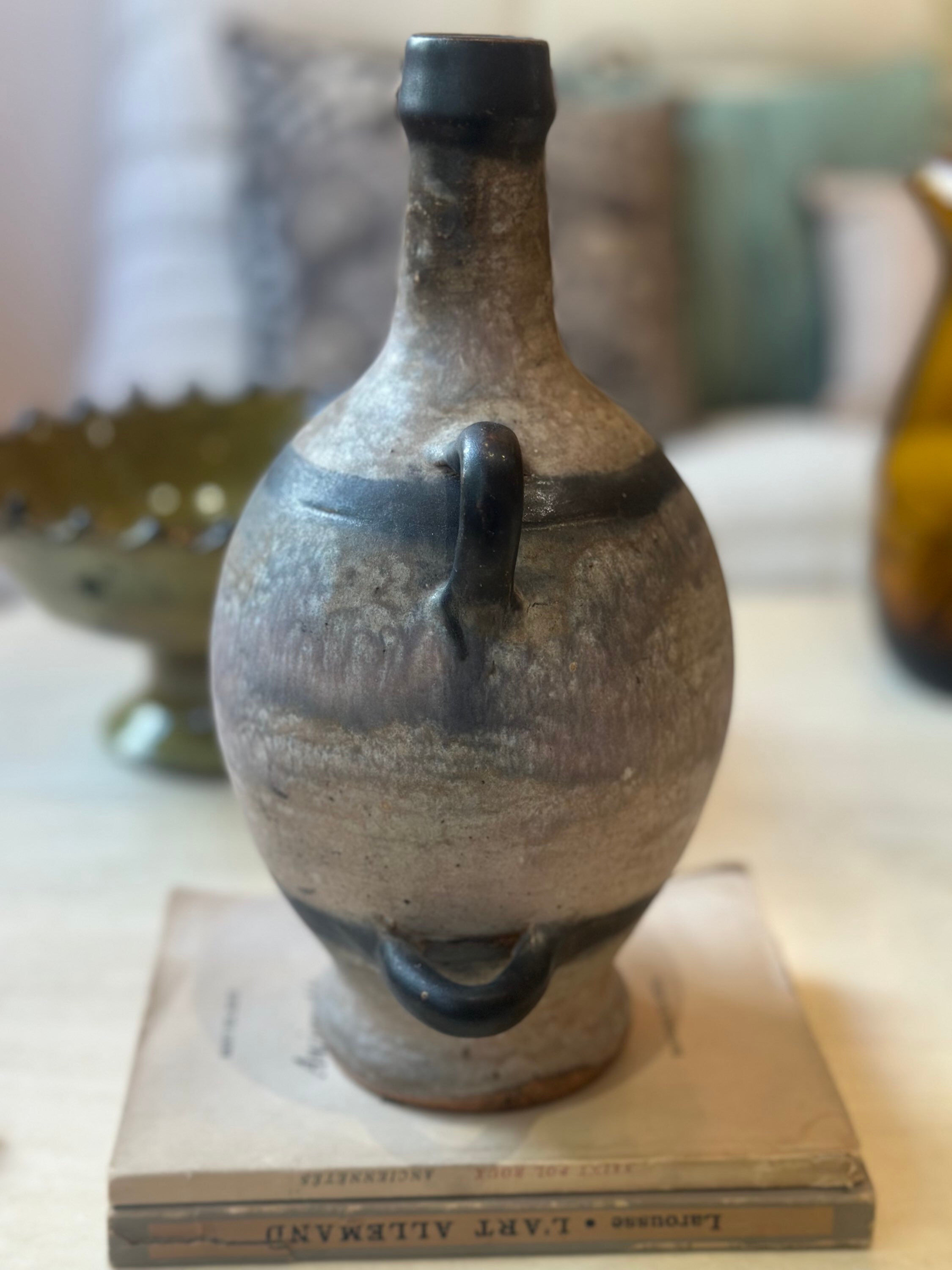 Vintage 1970s sculptural amphora - stoneware