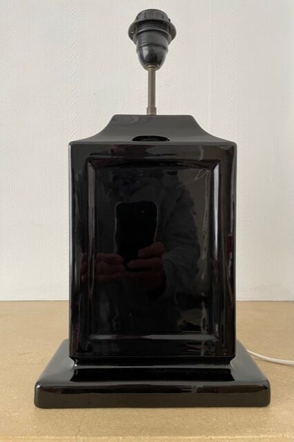 Vintage black ceramic lamp base 1980