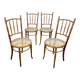 Set of Four Antique Bentwood Café Chairs – Thonet / Fischel Style – Cane Se