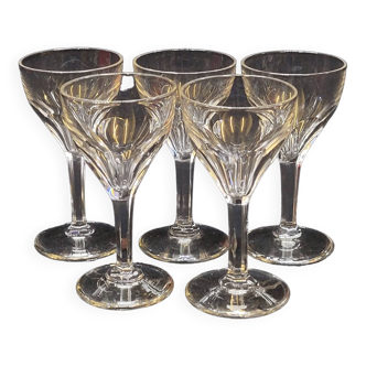 5 verres a liqueur en cristal taillé 6 côtes plates nestor val saint lambert