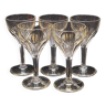 5 cut crystal liqueur glasses 6 flat ribs nestor val saint lambert
