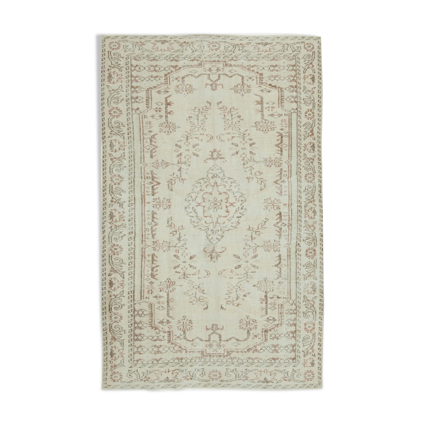 Handmade rustic oriental beige rug 163 x 267 cm