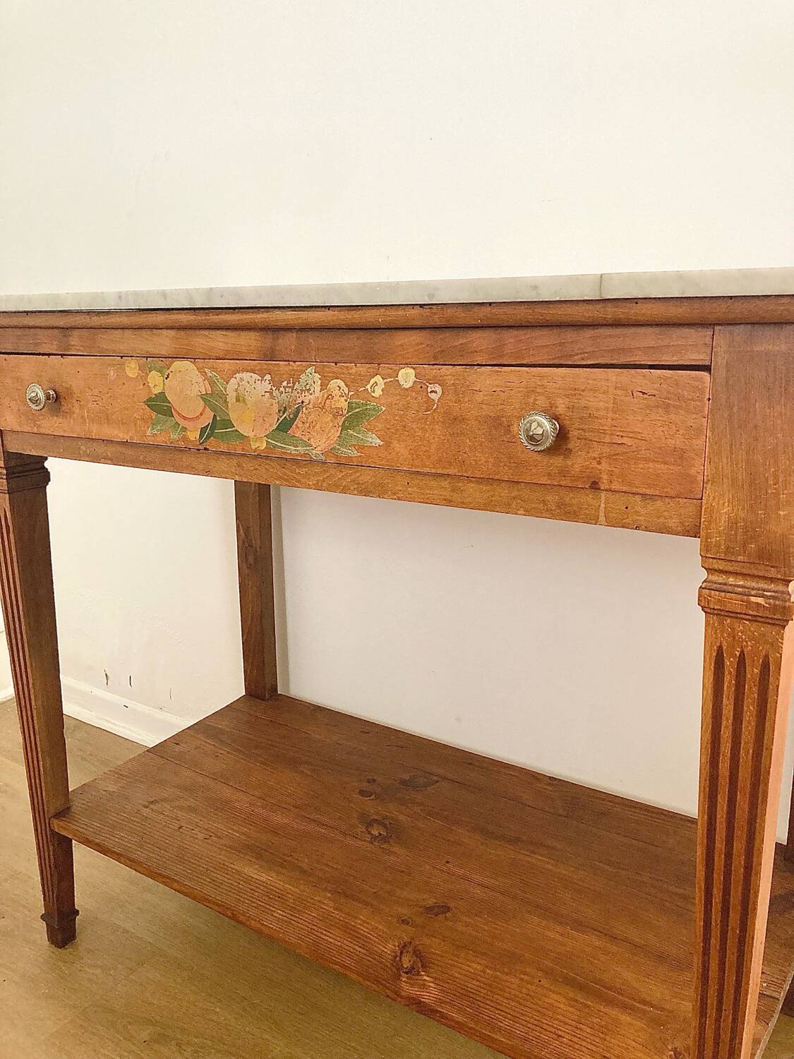Wooden and marble console table