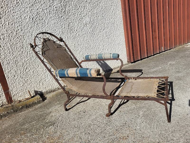 Folding camping chaise longue armchair empire of the 19th century