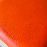 Tabouret vintage skaï orange et pieds chrome circa 70s