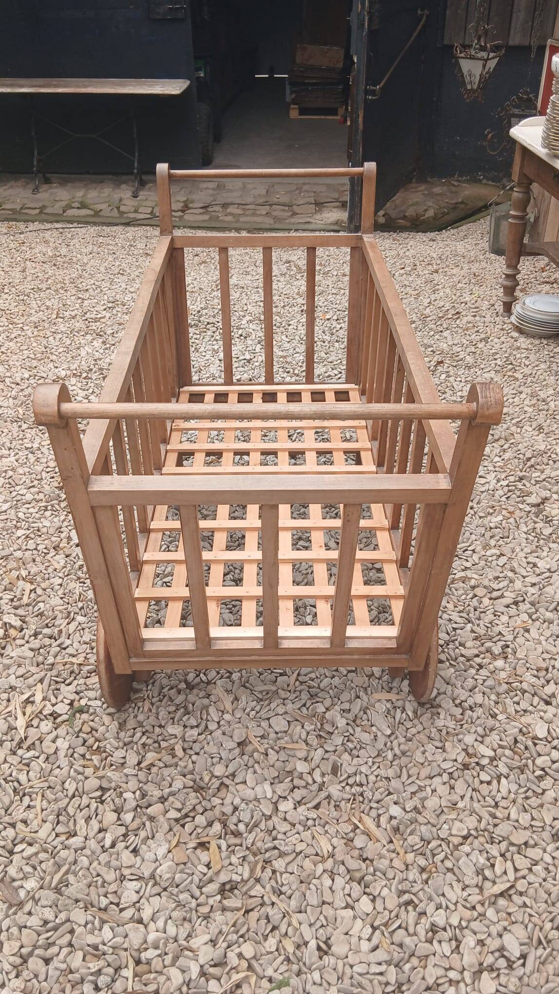 Large period cradle on wheels / Baker's cart, circa 1930-50