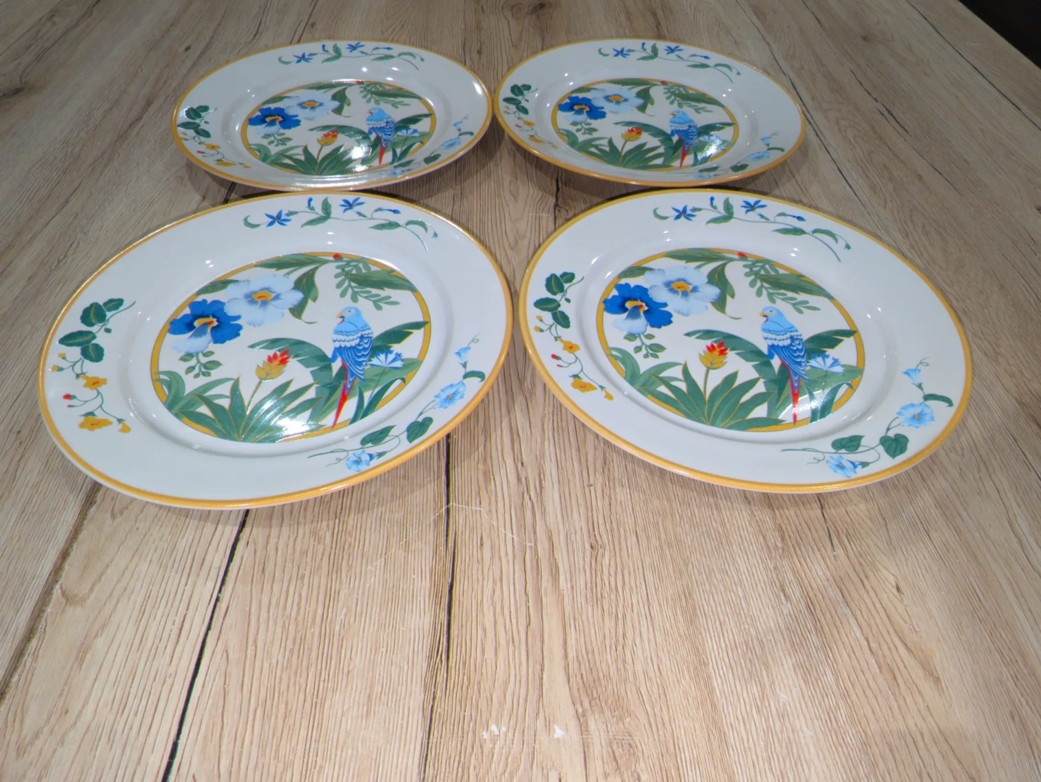 Lot of 4 Large Flat Plates Porcelain ARA Pier Import