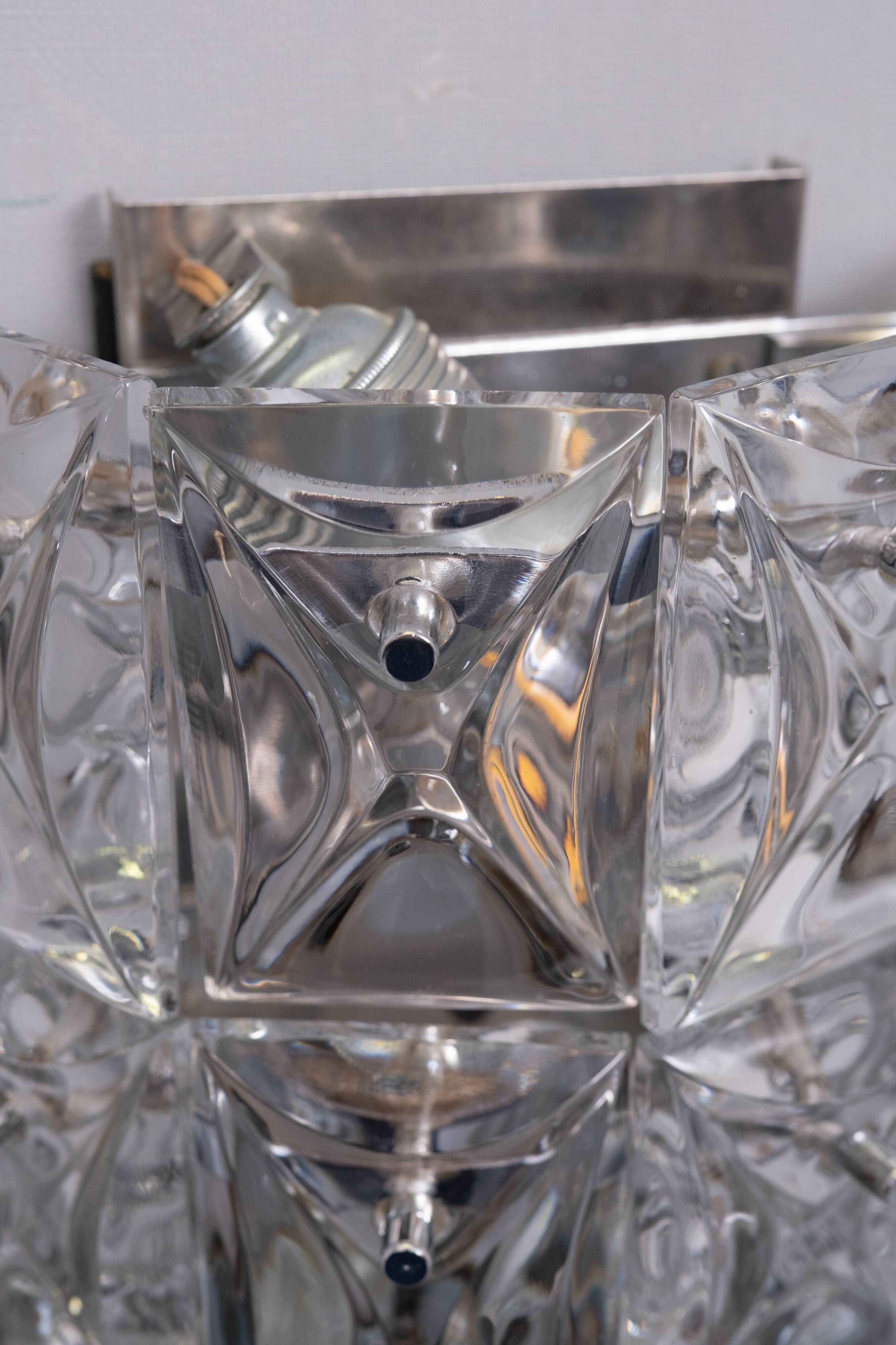 Grandes appliques murales en cristal Kinkeldy des années 1970, Allemagne.