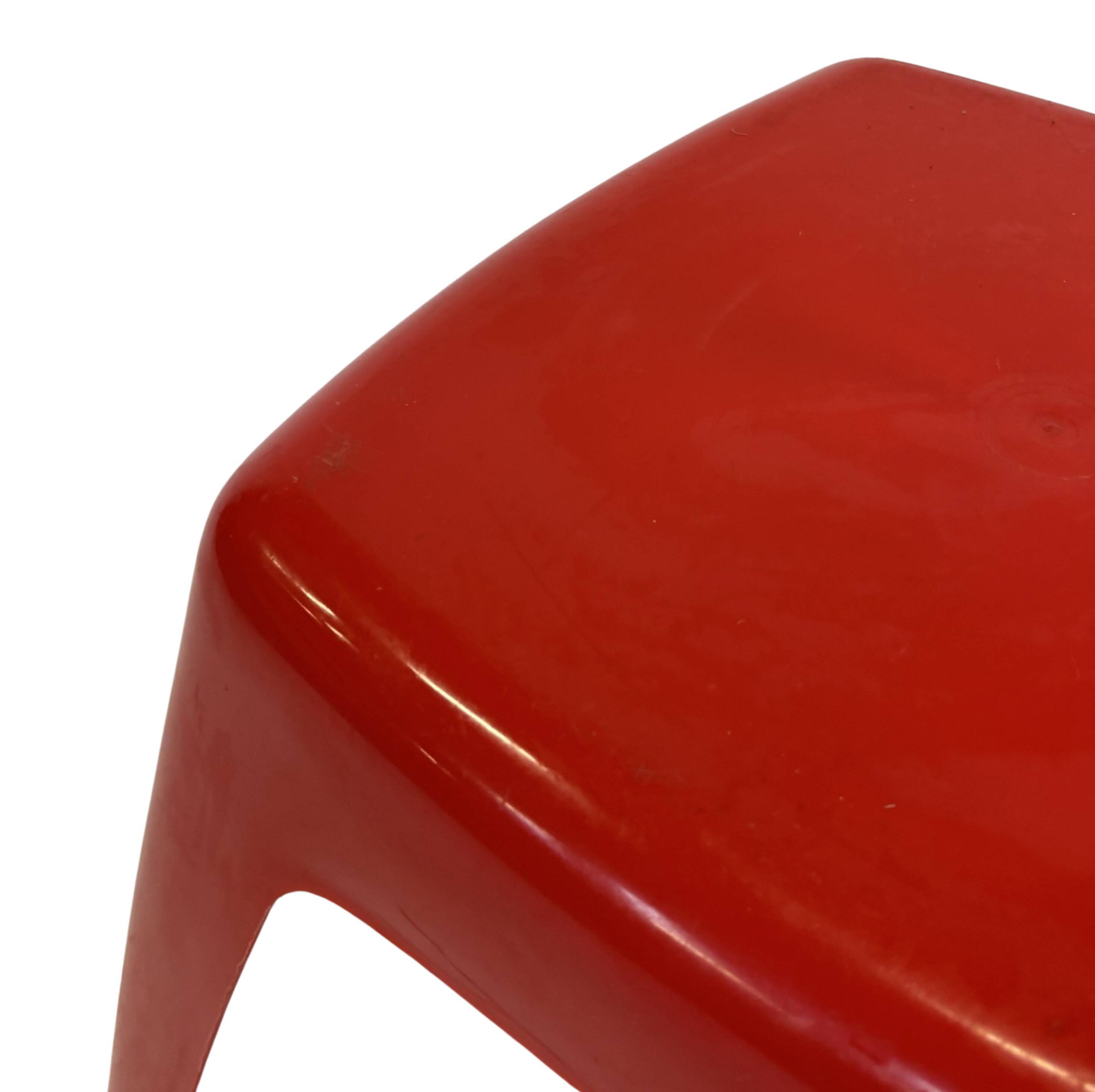 Vintage Space age plastic stool table mid century red plant stand