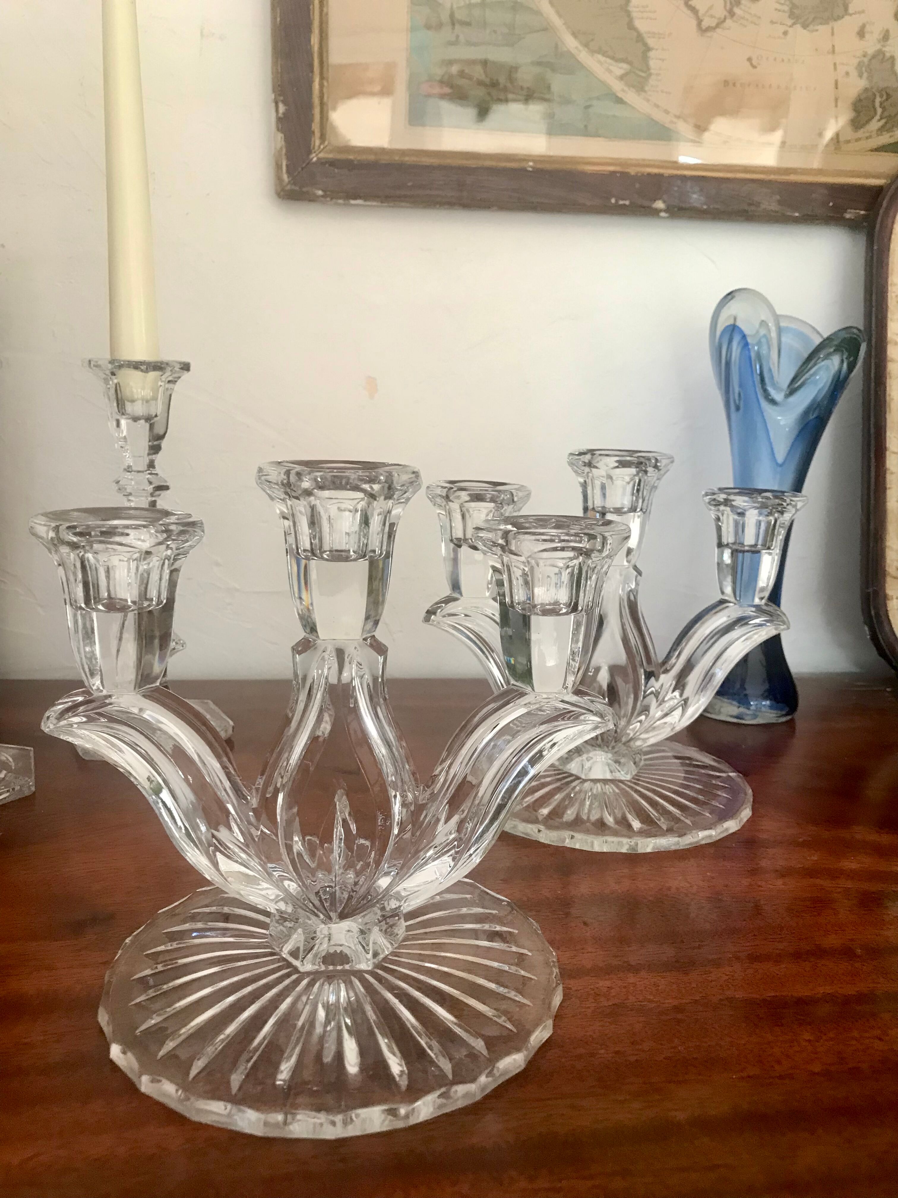 Pair of crystal candlesticks