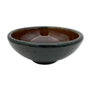 Coupe ronde 1950 signé Carlos Fernandez céramique marron design