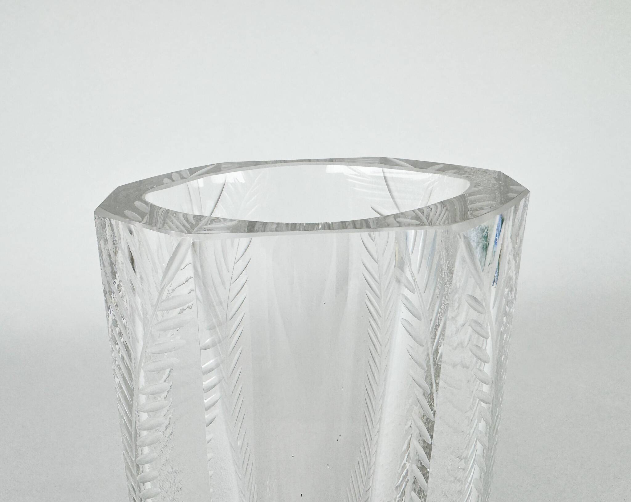 Art Deco Facet Cut Glass Vase