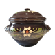 Large glazed terracotta covered pot