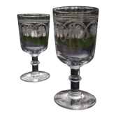 2 antique wine glasses late nineteenth early twentieth guilloches Baccarat Saint Louis
