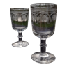 2 verres à vin anciens fin XIXeme début XXeme guilloches Baccarat Saint Louis