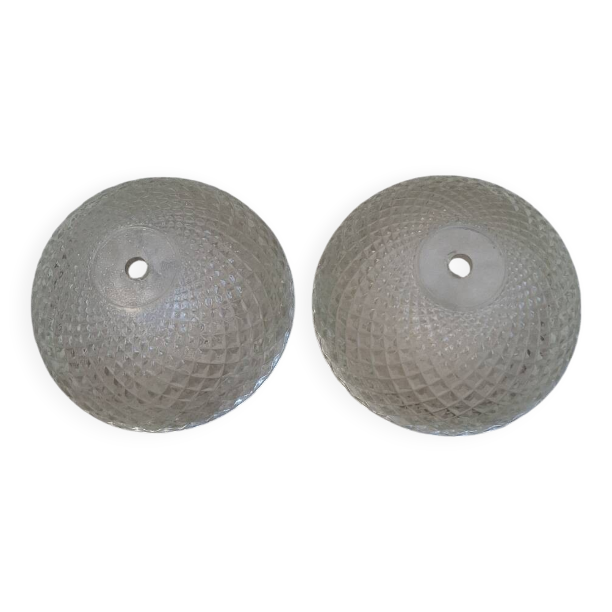 2 vintage glass pendant lights