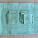 Old tablecloth and its 8 embroidered napkins "la malabar LS" - green - 150x170 cm - linen thread