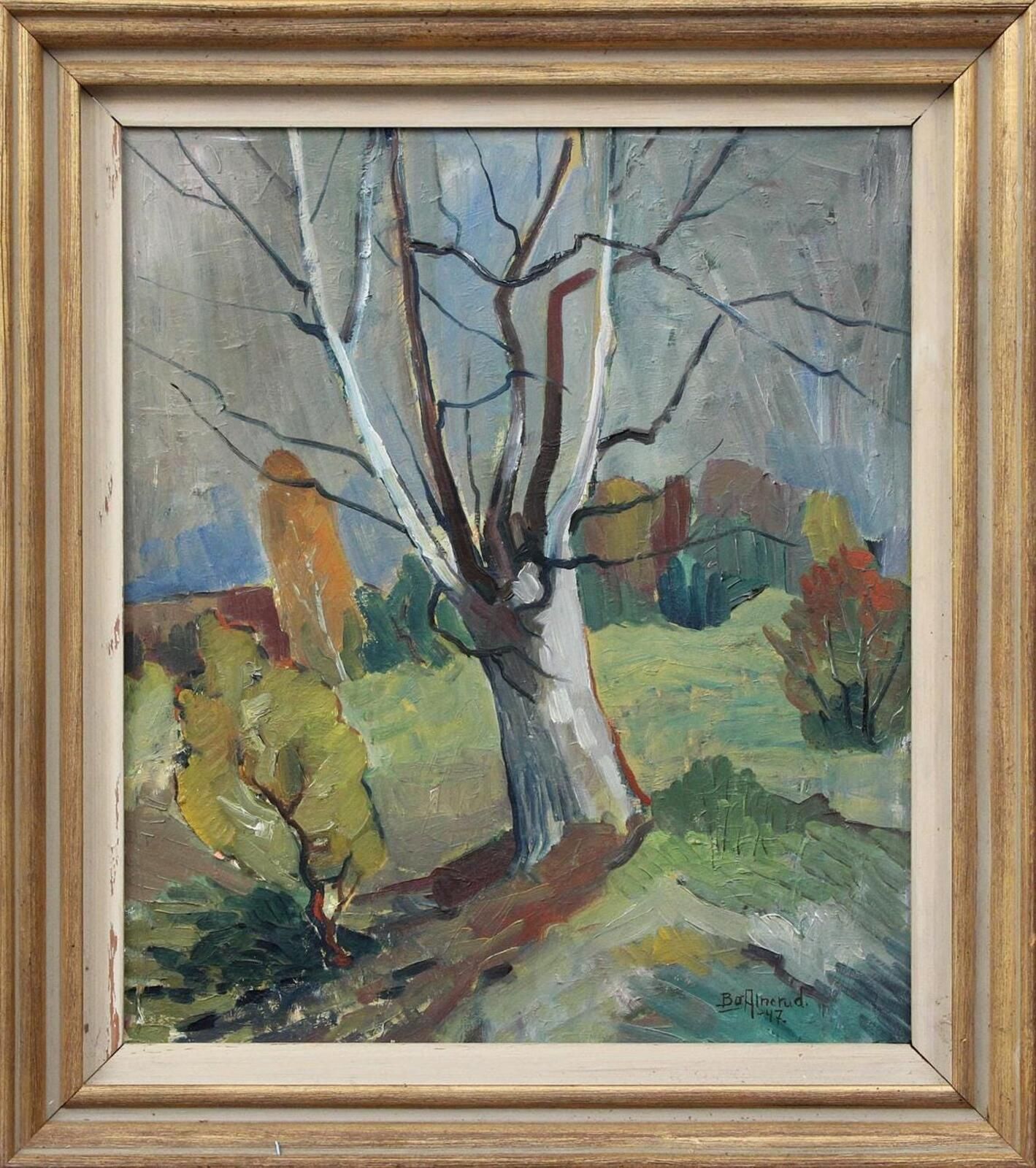Original Swedish Oil on Panel – “Tree” by Bo Alnerud – Dated 1947 – Vintage