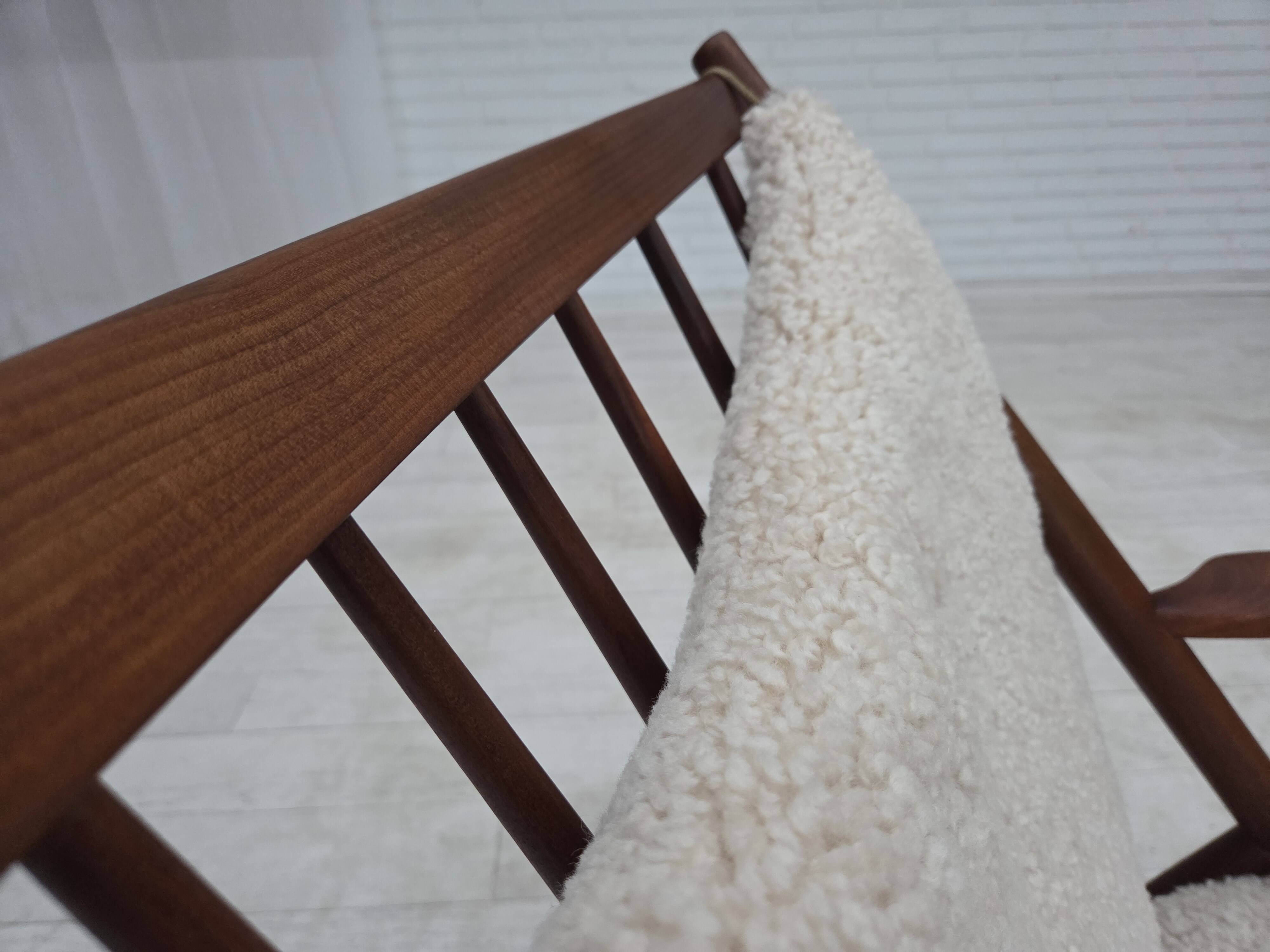 1960s, Danish rocking chair by Frank Reenskaug, model 182, sheepskin.