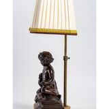Table lamp, bronze with brown patina, 19th century