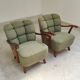 Paire de fauteuils Halabala vert par Druzba Bratislava B-609 année 59