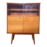 Glass bar veneered wood 50s compass