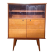 Glass bar veneered wood 50s compass