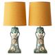Pair of Dutch Art Nouveau Ceramic Table Lamps, circa 1915, with New Ochre Linen Shades