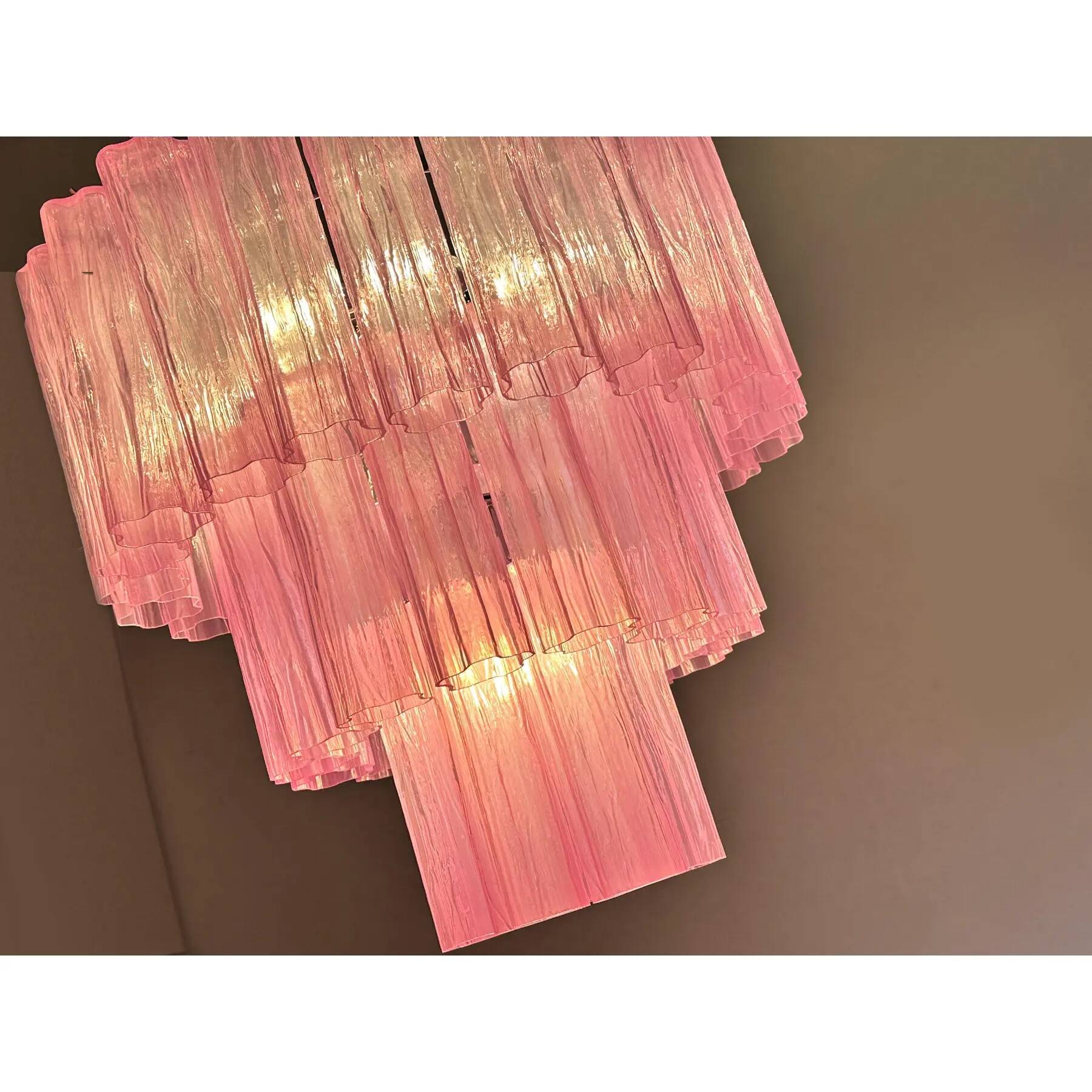 Contemporary Scenographic Fuxsia “Tronchi” Murano Glass Chandelier in Venom