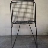 4 gridded metal chairs
