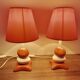 Pair of ceramic bedside lamps, 70s 80s design, vintage.