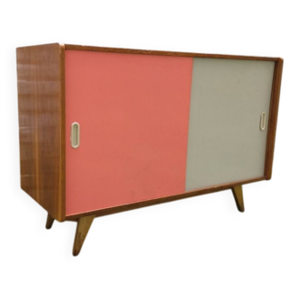 Enfilade U452 in brown and white wood by Jiří Jiroutek, 1960s