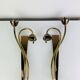 Pair of 1950s wall lights in brass and opaline tulips, Lunel/Arlus