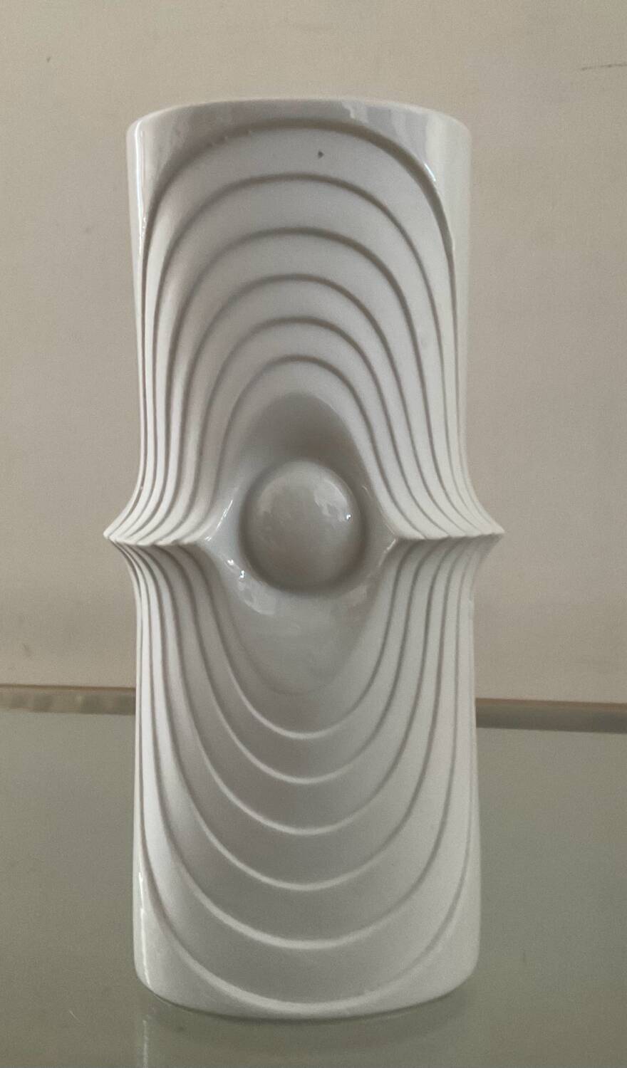 Vase op art en porcelaine royal bavaria kpm années 70