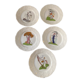 5 dessert plates art deco style